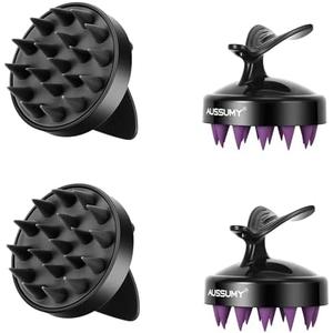 Aussumy Scalp Massager Shampoo Brush - 4-Pack Scalp Scrubber with Soft Silicone Bristles for Hair Growth & Dandruff Removal & Exfoliator - Ideal for Body Shower & Head Washing for Women Men & Kids