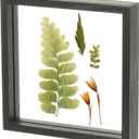 uxcell Wooden Pressed Flower Frame Handmade, 8x8 Inch Square Floating Picture Frame Double Glass Frame for Pressed Flowers Artwork Photo Frame Tabletop Display, Black