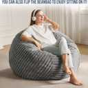 Hobestluk 3ft Bean Bag Chairs for Adults Large Beanbag Chair with Stripe Plush Cover Big Bean Bag Chair for Living Room Bedroom Dorm Office - Grey (36 x 36 x 22)
