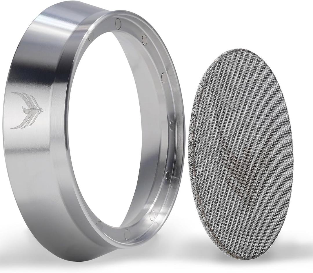 Stainless Steel 58mm Dosing Funnel and Espresso Puck Screen Set For 58 mm Portafilter (Silver)