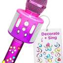 Move2Play, Kids Karaoke Microphone | Includes Stickers & Bluetooth | Kids Birthday Gift | Toy for All Ages 2, 3, 4, 5, 6+ Year Old Girls, Boys & Toddlers (Pink/Purple)