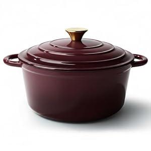 4.5 Quart Dutch Oven Pot with Lid, Non Stick Enameled Cast Iron Dutch Oven for Bread Baking, Heavy-Duty, Oven Safe Ceramic Cookware Up to 500°F for Baking, Braising, Stews, Roasting, Fig