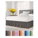 Biscaynebay Wrap Around Bed Skirts with Split Corners for Queen Beds 18" Drop, Dark Grey Adjustable Elastic Dust Ruffles Easy Fit Wrinkle Resistant Silky Luxurious Fabric Machine Washable
