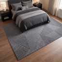 8x10 Grey Area Rugs for Living Room, Modern Geometric Washable Rug