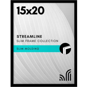 Americanflat 15x20 Picture Frame with Polished Plexiglass - Streamline Collection - Thin Border Picture Frame for Wall Display - Hanging Hardware Included - Black