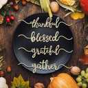 Thanksgiving Cutout Wood Table Place Card Thankful Grateful Blessed Gather Word Table Decorations Fall Themed Thanksgiving Party Table Home Supplies (Wood, 8)