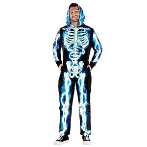Morph Electric Skeleton Costume for Men, Adult Skeleton Jumpsuit, Halloween Skeletal Outfit for Men, XX-Large, Blue