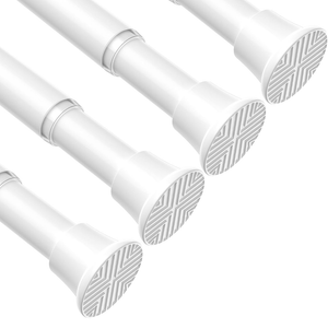 QINGYUN 4 Pack Spring Tension Curtain Rod 28 to 39 inch, Adjustable Curtain Rods No Drilling Spring Curtain Rods Extendable Pressure DIY Tension Rod for Window Kitchen, White