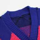 Ckikiou Women's Oversized Fall Winter Button Down Cute Color Block Knitted Chunky Sweater Cardigan Top