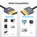 Flexible & Slim Silicone DisplayPort Cable 6.6FT, Soft 8K DP Cord, Ultra Thin Display Port 1.4 Supports 8K@60Hz,4K@120Hz for Gaming Monitor, Graphics, PC