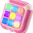 Hydrathy Tic Tac Toe Electronic Handheld Puzzle Game Console Fidget Toys w/ 7 Game Modes, Portable Fast and Fun Car Travel Press Games for Kids and Adults, Ideal Xmas Birthday Gifts for Ages 3+ (Pink) Pack of 2