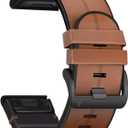 Abanen Watch Band for Garmin epix Pro 51mm / Fenix 8 51mm / Instinct 3 50mm, Quick Fit Soft Genuine Leather Hybrid Silicone Sweatproof Wristband Strap for Fenix 7X/6X/5X,Instinct 2X,Enduro (Brown)