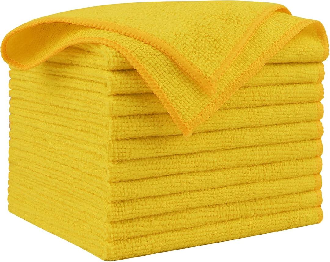 AIDEA Microfiber Cleaning Cloth, 10PK, Microfiber Towels for Cars, Premium All Purpose Car Cloths, Dusting Cloth Cleaning Rags, Absorbent Towels for SUVs, House, Kitchen, Window, 12"12", Yellow