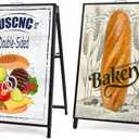 USCNC 2 Pack Heavy Duty A-Frame Sidewalk Sign 24 x 36 Inch, Portable Double-Sided Sandwich Board Slide-in Folding Metal Signboard (Frame only，No white board)