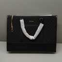 LOVEVOOK Laptop Bags for Women, 17.3 inch Waterproof Work Tote Bag with Clutch, Professional Teacher Computer Purse Lightweight Shoulder Bag Travel, Quilted Black