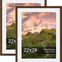 22x28 Picture Frame Set of 2, Wood Frame with Real Glass, Wide Border, 22X28 in