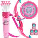 JOYIN Pink Bow and Arrow Set for Girls, LED Light Up Archery Toy Set with 9 Suction Cup Arrows, Target & Arrow Case, Christmas Indoor Outdoor Activity Toy for Kids Girls Ages 3-12