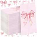 Janlaugh 100 Pack pink Bow Cocktail Napkins Disposable Folded Paper Towel Bow Party Supplies for Birthday Bridal Shower Bachelorette Bathroom wedding Engagement Decoration