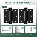 2 Pack Self Closing Door Hinges 3.5 inch Matte Black Door Hinges Spring Loaded Auto Close Hinges 1.4'' Radius Corners Adjustable Tension for Interior Door 3 1/2 Auto Self-Closing Hinge