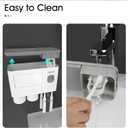 Bathroom Toothbrush Holder Wall Mounted with Auto Toothpaste Dispenser - No Drill Bathroom Storage Organizer with 2 Cups, Drawer, and Shelf for Family Bathroom, Gray