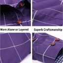 COOFANDY Mens Plaid Dress Shirt Long Sleeve Business Casual Regular Fit Button Down Shirts (Purple, XXL)