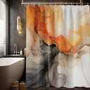 Orange Marble Shower Curtain Abstract Modren Crack Colorful Bathroom Decor, Waterproof Cloth Fabric with Hooks (60''W x 72''L)