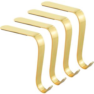 Christmas Stocking Holders Metal Stocking Hangers Non-Slip Christmas Stocking Hooks for Fireplace Mantle (Gold)