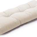 Indoor Bench Cushions, Tufted High-Density Foam Cushions for Indoor Furniture, Soft Bench Seat Cushion with Non-Slip Bottom, 42" X 16" X 4 (Cream)