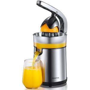 Reemix Electric Citrus Juicer - Orange, Lemon, Grapefruit Juicer with Stainless Steel Body & Transparent Juice Collector, Easy to Use for Fresh Squeezed Juice at Home