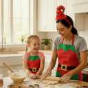 Toulite 36 Pcs Christmas Elf Aprons and Elves Headband Sets Bulk Elf Costume Headwear for Christmas Party (Red)