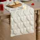 Artoid Mode Beige Soft Plush Faux Fur Jacquard Love Heart Valentine's Table Runner, Kitchen Dining Table Decoration for Home Party Decor 13x72 Inch