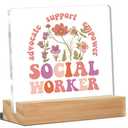 Social Worker Gifts for Women, Social Worker Desk Decor Acrylic Desk Plaque Sign Home Office Decoration 4 x 4 Inches