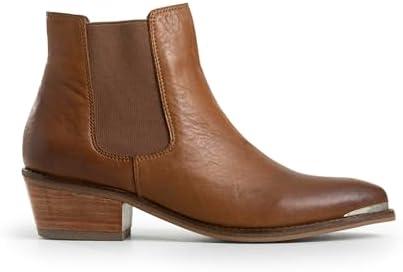 VELEZ Top Grain Leather Boots For Women- Comfortable Ankle Boot - Casual Booties Low Heels - Metallic Toe Cap - Handmade Stylish Shoes - Womens Casual Fashion Walking Size 40