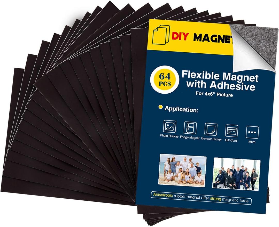 Magnetic Sheets with Adhesive Backing for Fridge 4x6 Pictures Magnets (Bulk Pack of 64),Adhesive Photo Magnets for Home/Classroom/Office/DIY Fridge Magnets Magnetic Sheets with Adhesive Backing for Fridge 4x6 Pictures Magnets (Bulk Pack of 64),Adhesive Photo Magnets for Home/Classroom/Office/DIY Fridge Magnets
