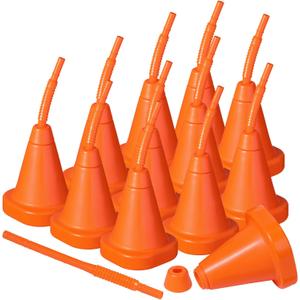 Gerrii 12 PCS Construction Cone Cups with Straws Bulk - 10 oz Reusable Traffic Cones Plastic Cups Set for Traffic Race Car Birthday Party Supplies (Orange)