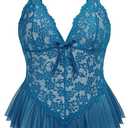 Lingerie for Women Lace Onepiece Babydoll Lingerie Dress Long Sleeve Lingerie Nightwear Chemise Nightie, 20W