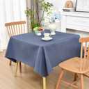 Wolkemer Farmhouse Faux Linen Square Tablecloth 48 x 48 Inch - Water Resistant Table Cloth Washable Wipeable Table Cover for Home Kitchen Dining Wedding Party Banquet (Mist Blue)