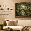 Vintage Gold Framed Landscape Wall Art Vintage Forest Painting Picture | Bridge Canvas Wall Decor River Painting Scenery Poster Print Artwork for Living Room Bedroom Home Decoration, Size: 24"L x 16"W
