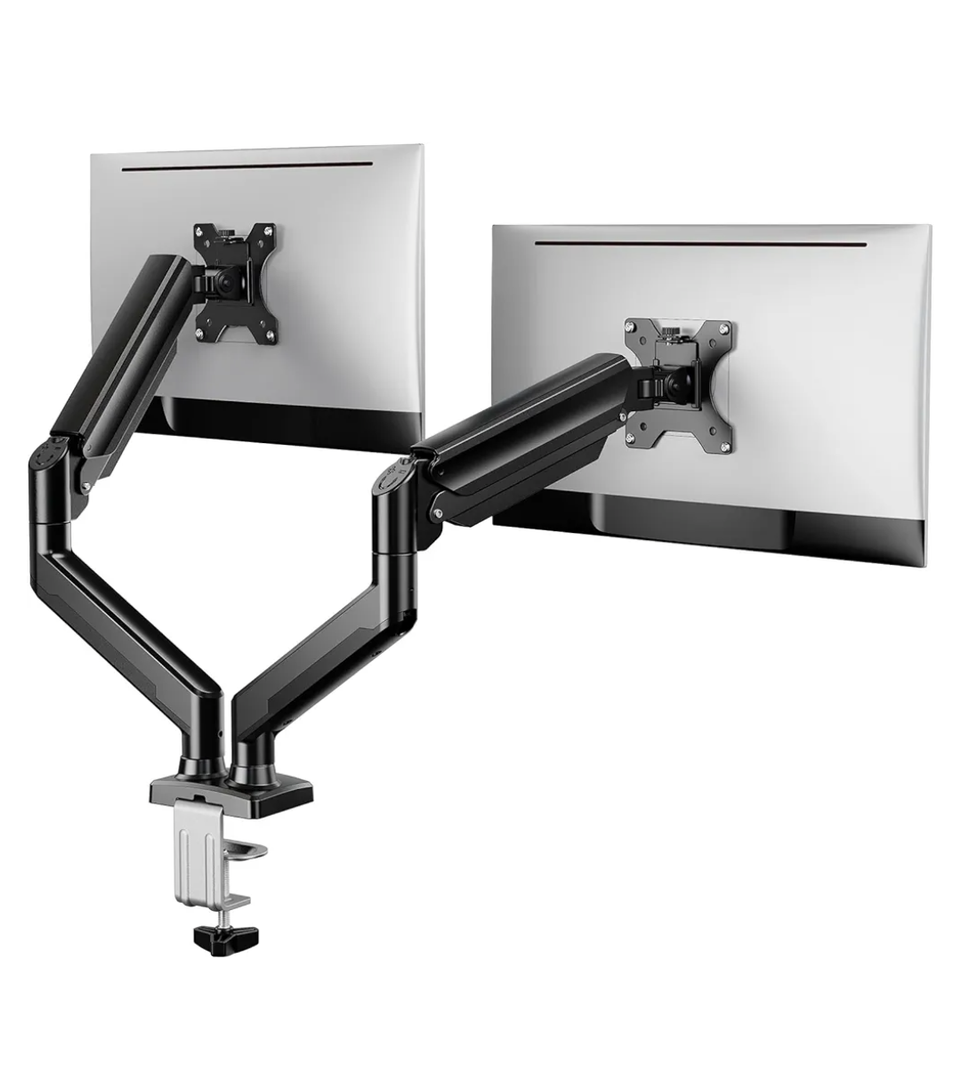 ErGear Dual Monitor Stand up to 33 inches Screen, Load-Bearing Max 22 lbs Each Arm, Adjustable Dual Monitor Mount, Sturdy Steel vesa Monitor Mount with Stable VESA 75x75 100x100mm