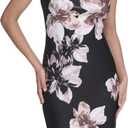 Calvin Klein Women's Cap Sleeve Knee Length Crepe Sheath Dress (6, Black/Luggage Multi)