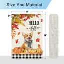 DLZDN Hello Fall Dog Garden Flag Autumn Corgi Pumpkins Maple Leaves Flag 1218 Inch Double Sided Buffalo Plaid Farmhouse Yard Flag Thanksgiving Holiday Outdoor Decor