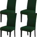 JQinHome Chair Covers for Dining Chairs, High Stretch Removable Washable Chair Protector Cover Set of 4, Chair Slipcovers for Dining Room, Kitchen,Home Party,Wedding Ceremony(Hunter Green, 4PC)
