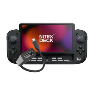 CRKD Nitro Deck+ with HDMI Adapter - Handheld Pro Controller for Nintendo Switch & OLED Model - TV Dockable - Programmable Sidekicks & Back Buttons - True Collection System (Clear Black Edition)