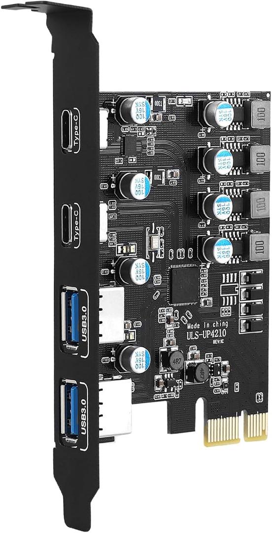 Sinefine 4 Ports PCI-E to USB 3.0 Expansion Card (2 USB Type-A and 2 USB Type-C Ports), Internal Converter PCI Express Expansion Card for Desktop PC Card