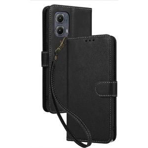 for Motorola Edge 2024 Wallet Phone Case with Screen Protector [RFID Blocking] Leather Flip Card Holder Kickstand Women Men Cell Phone Cover for Motorola Moto Edge2024 5G Black