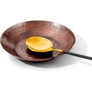 Copper Spoon Rest for Stove Top - Hammered Copper Utensil Holder & Kitchen Accessories - Farmhouse Rustic Utensil Holder for Countertop - Act as Coffee Bean Tray, Jewelry Dish