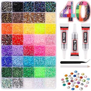 2 x 32000Pcs Resin Jelly Rhinestones for Bedazzling kit,40 Colors Bedazzler Kit, 3mm