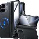 CENMASO Magnetic for Google Pixel 10 Pro Fold Case with Kickstand, Hinge Protection, Hidden Kickstand, Screen Protector, Slim Shockproof Phone Case for Pixel 10 Pro Fold (Black)