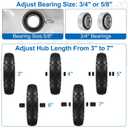 4.80/4.00-8" Flat Free Wheelbarrow Tires and Wheels, 16" Universal Fit Solid Tires with 5/8" or 3/4" Bearing, 3"-7" Hub, Adapter Kit Hand Truck Wheels Replacement for Garden Trailer, Wagons, 2 PCS