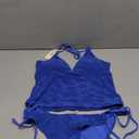 seamoly Women's Tankinis Striped Halter String Tie Side 2 Piece Tankini Sets Swimsuit (Medium, Blue-06)